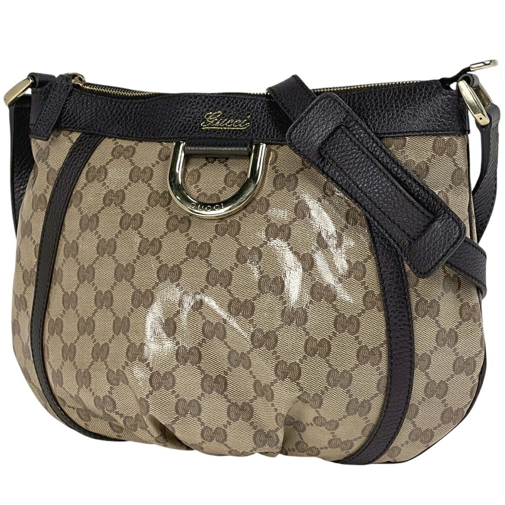 Gucci GG Crystal Shoulder Bag Abbey Canvas Brown